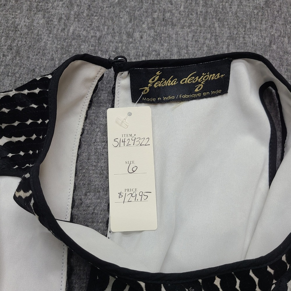 Geisha Designs Anthropologie Dress Womens 6 Black White NEW Wave Stripe Midi - Picture 6 of 10
